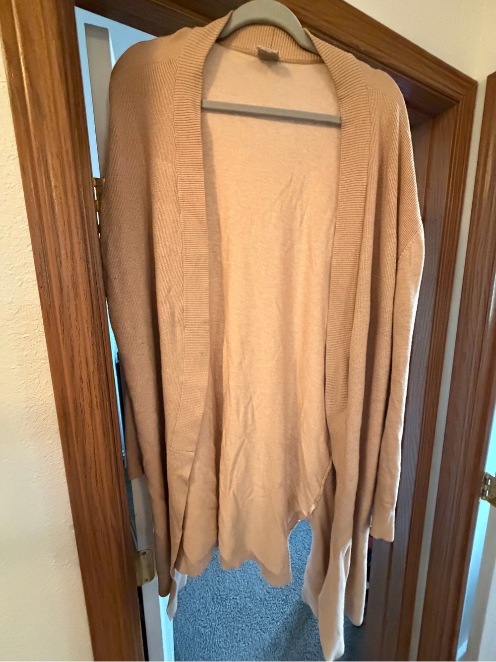 Worthington Open-Front Tan Draped Cardigan